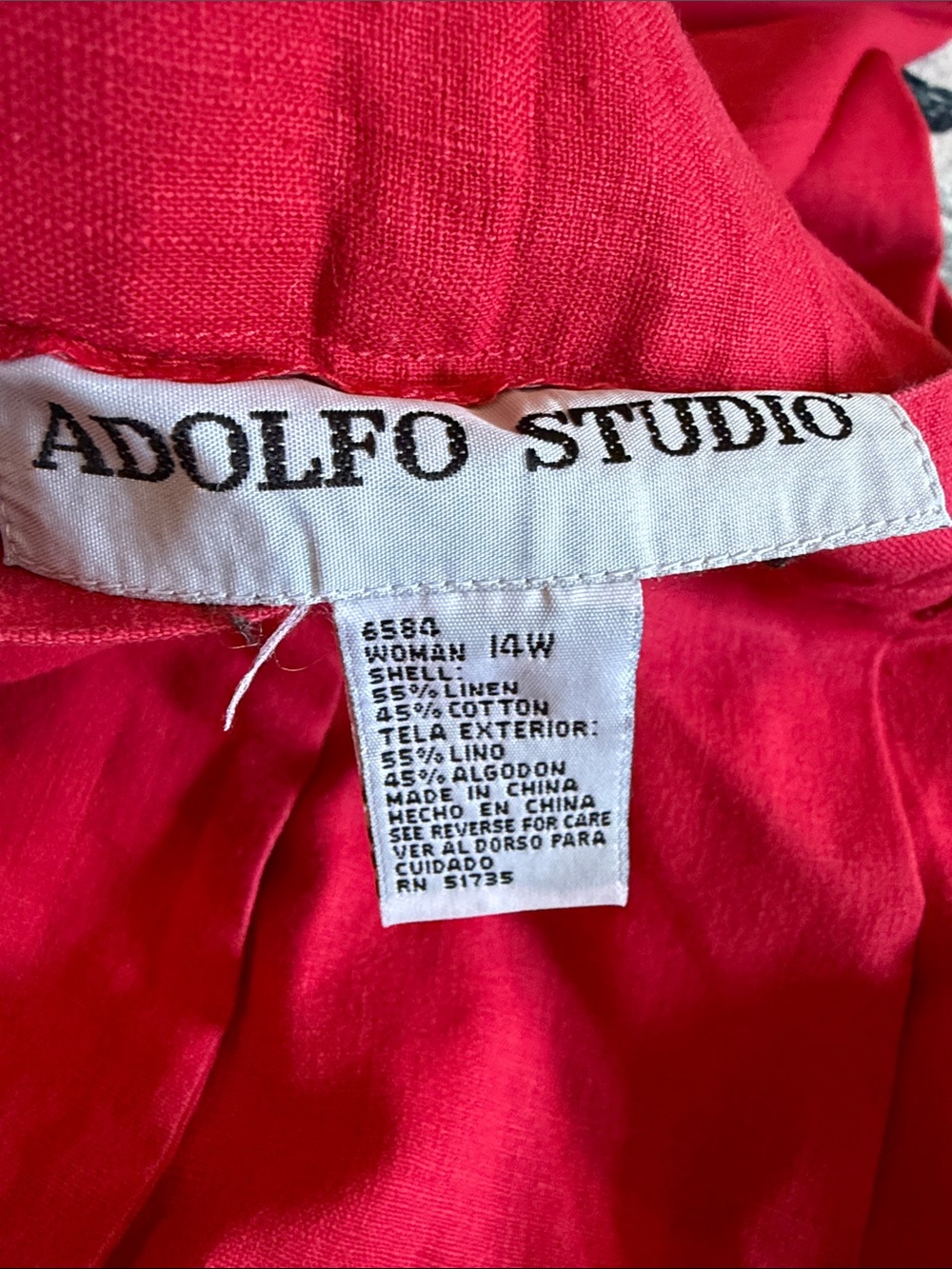 Vintage Women's Red Classic Linen Pleated Dress Pants Size 14W - Picture 3 of 4